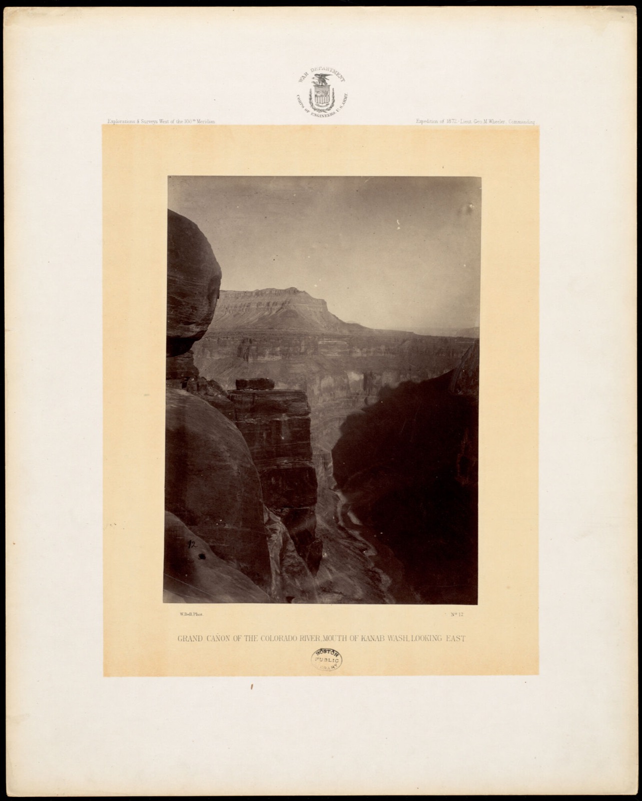 Grand Cañon of the Colorado River, mouth of Kanab Wash, looking east, Boston Public Library - undated