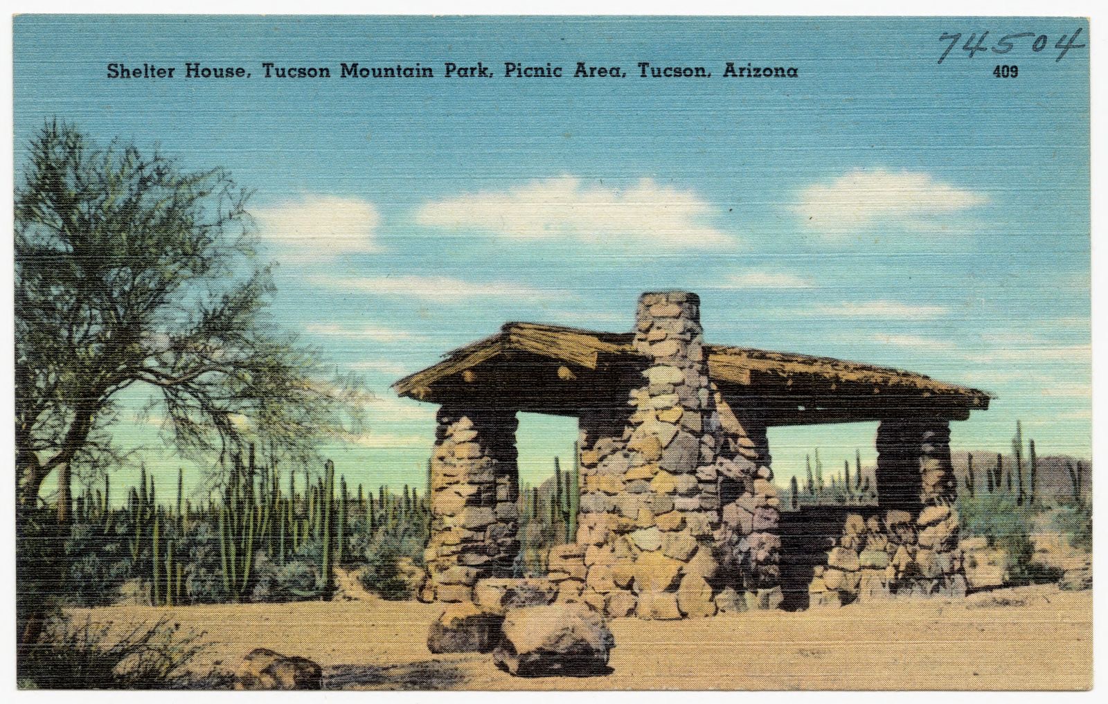 Shelter house, Tucson Mountain Park, picnic area, Tucson, Arizona, Boston Public Library - undated