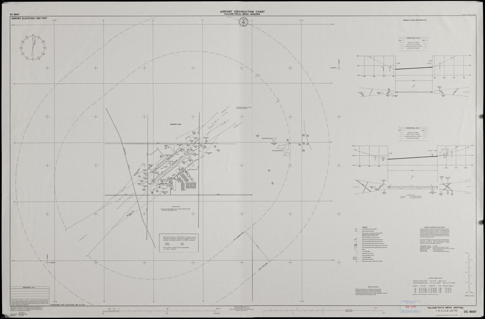 Airport obstruction chart, OC 6647, Falcon Field, Mesa, Arizona, Boston Public Library - undated