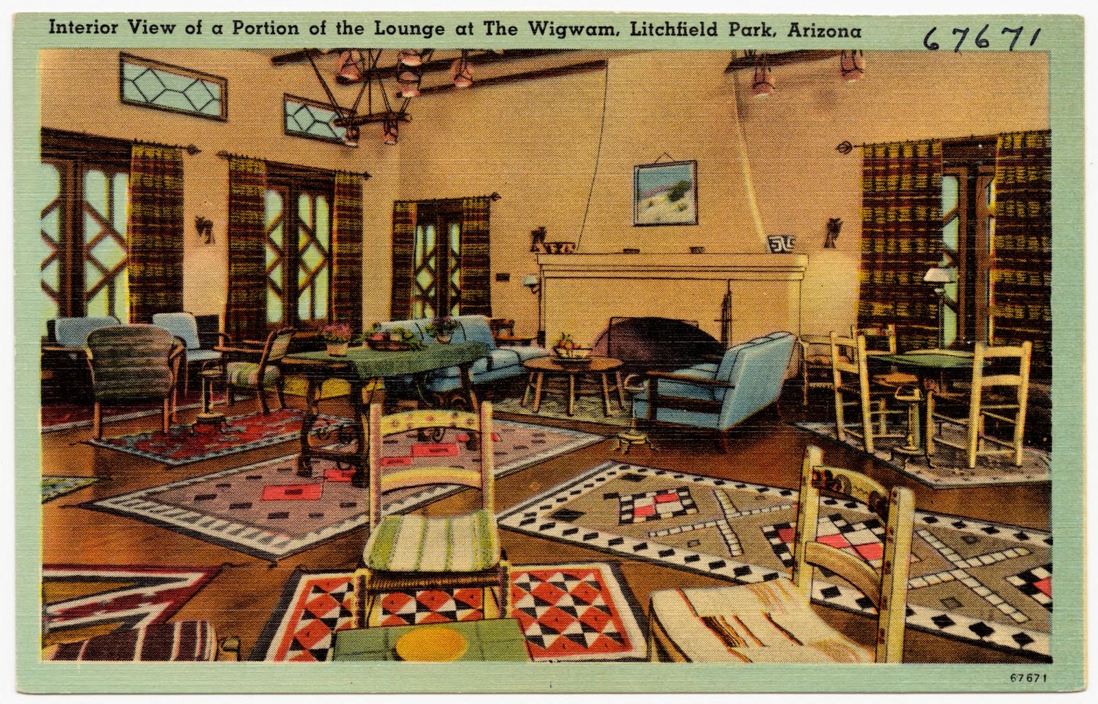 Interior view of a portion of the lounge at The Wigwam, Litchfield Park, Arizona, Boston Public Library - undated