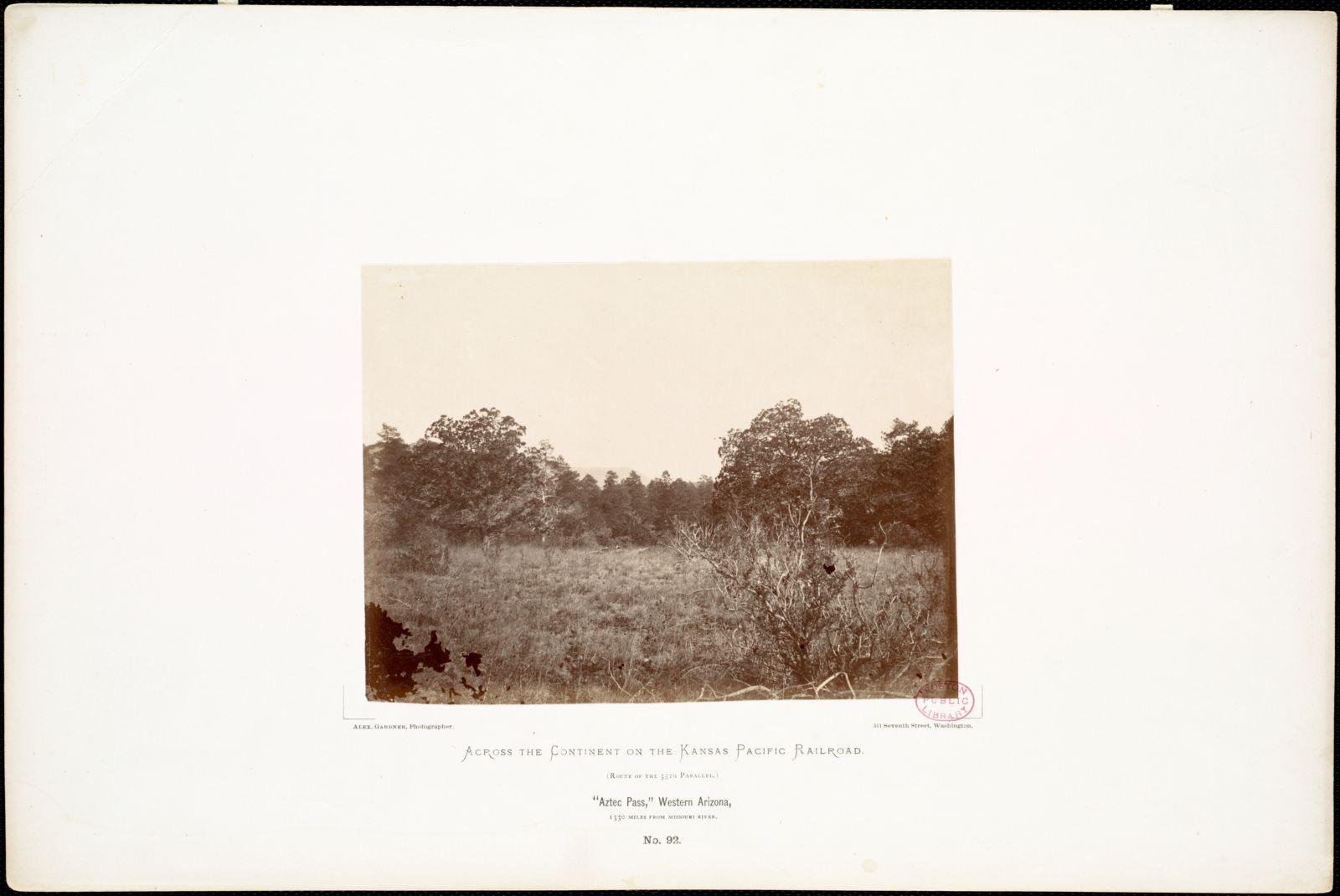 "Aztec Pass," Western Arizona, 1,330 miles from Missouri River., Boston Public Library - undated