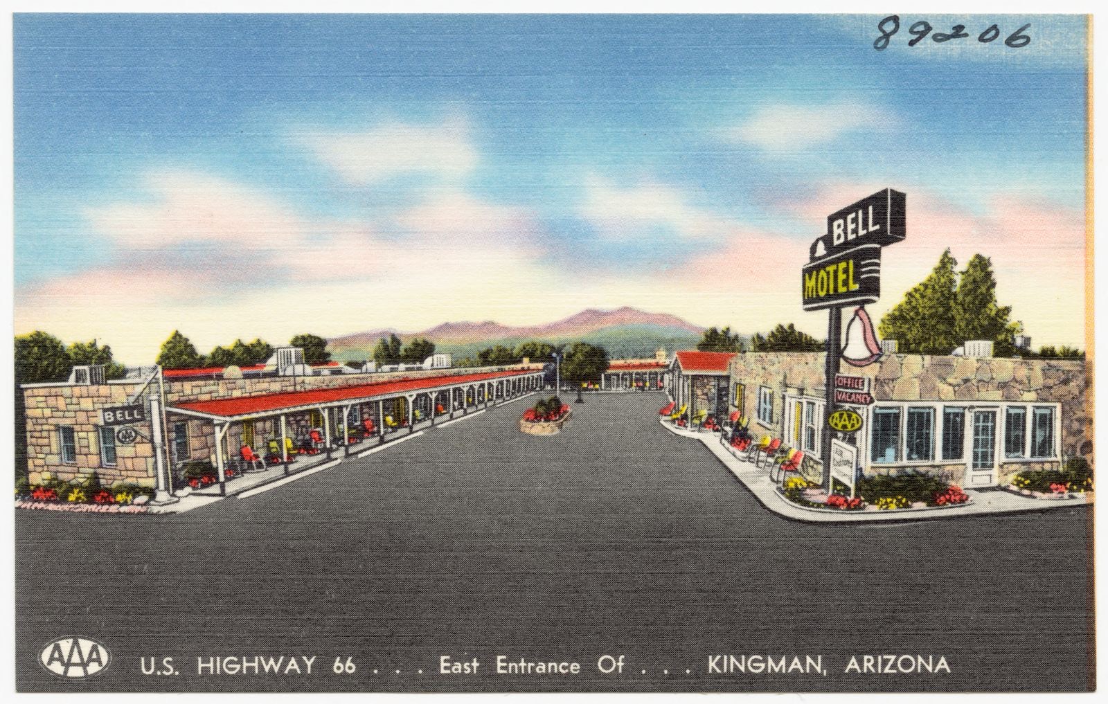 Bell Motel, U.S. highway 66, east entrance of- Kingman, Arizona, Boston Public Library - undated