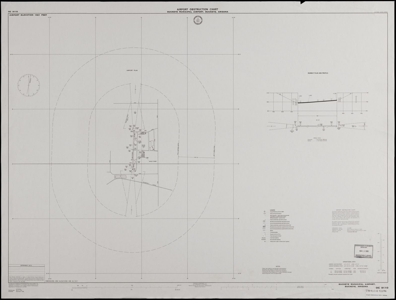 Airport obstruction chart, OC 9110, Buckeye Municipal Airport, Buckeye, Arizona, Boston Public Library - undated
