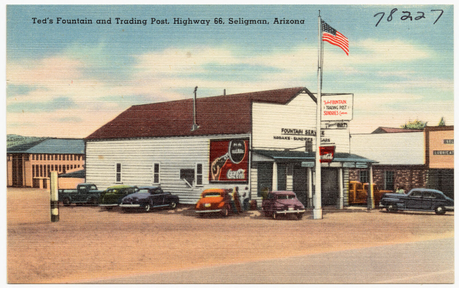 Ted's Fountain and Trading Post, highway 66, Seligman, Arizona, Boston Public Library - undated