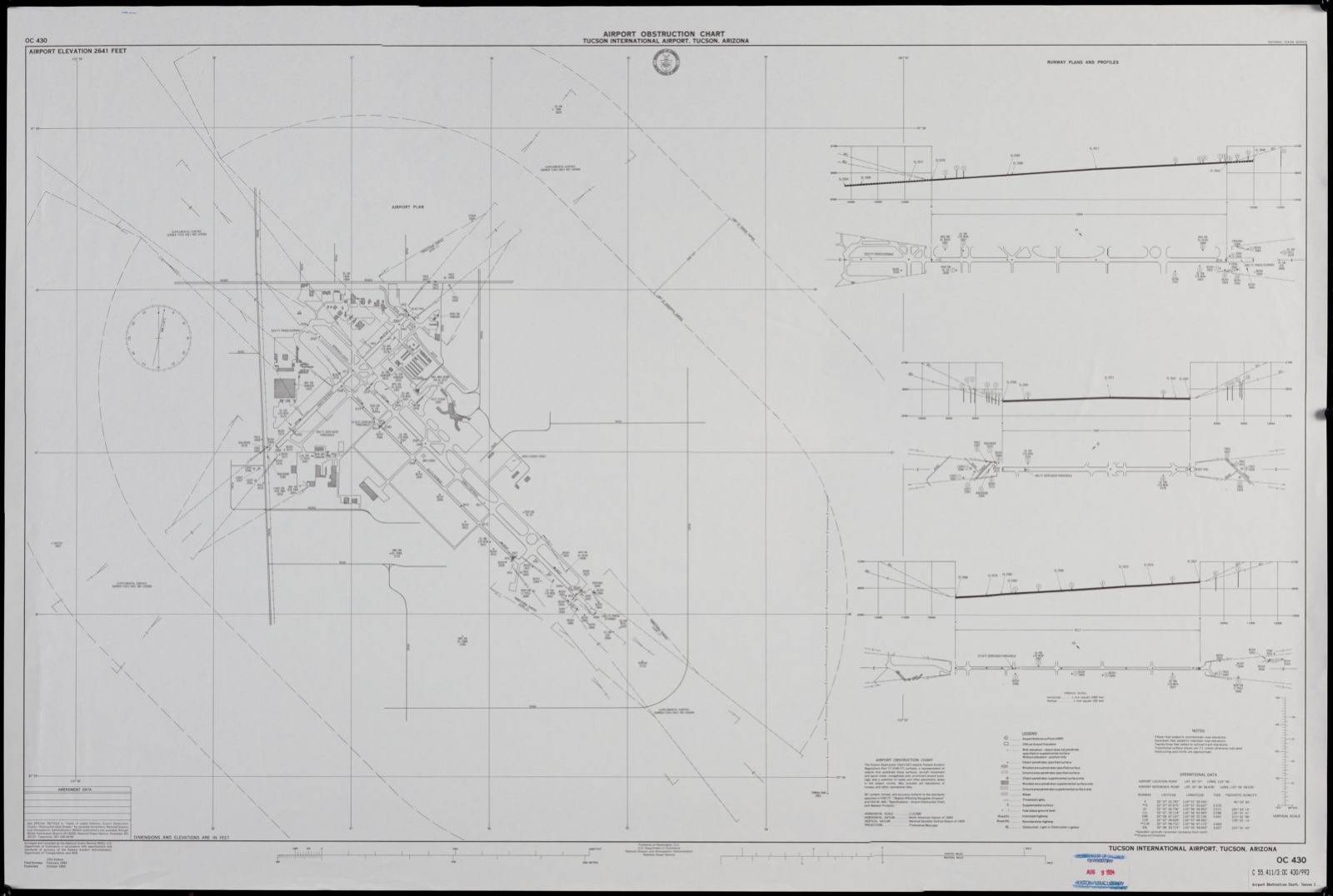 Airport obstruction chart, OC 430, Tucson International Airport, Tucson, Arizona, Boston Public Library - undated