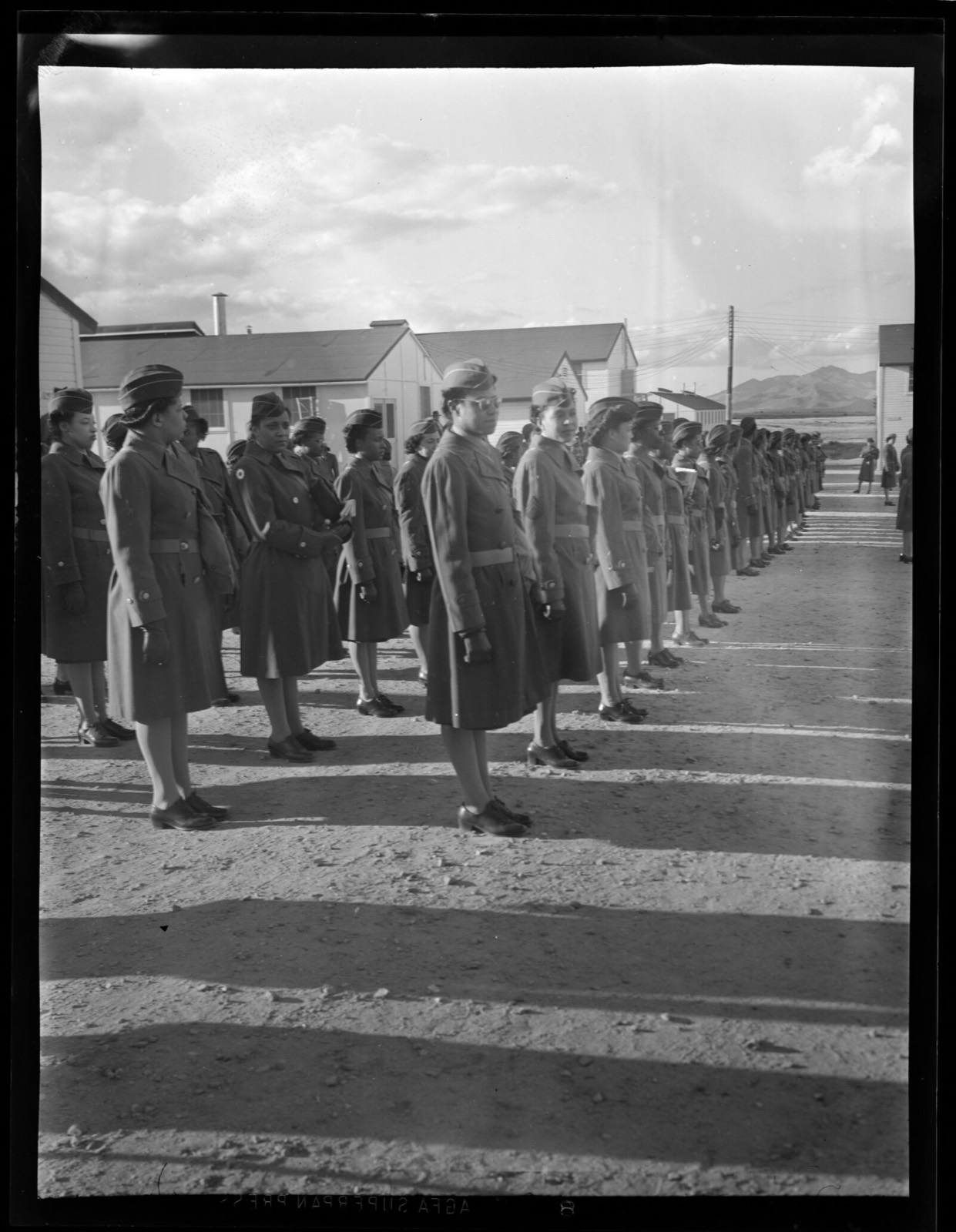 Women's Army Corps members standing in formation, Boston Public Library - undated