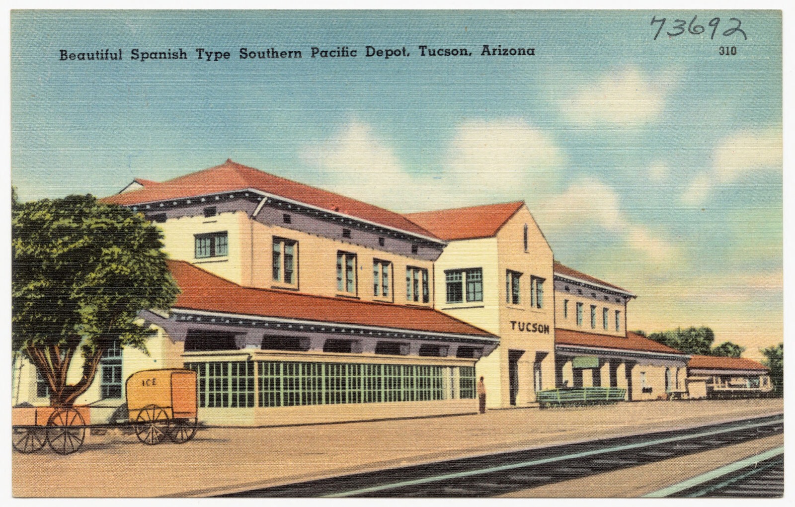 Beautiful Spanish type Southern Pacific Depot, Tucson, Arizona, Boston Public Library - undated