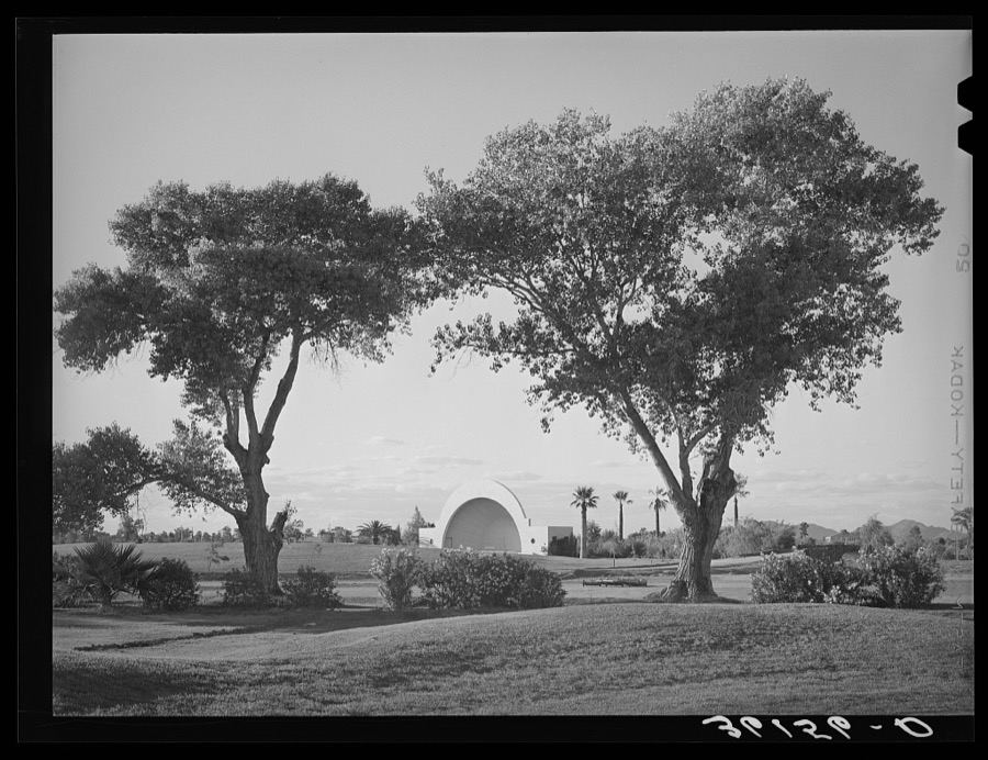 Municipal band shell seen from the golf course. Phoenix, Arizona