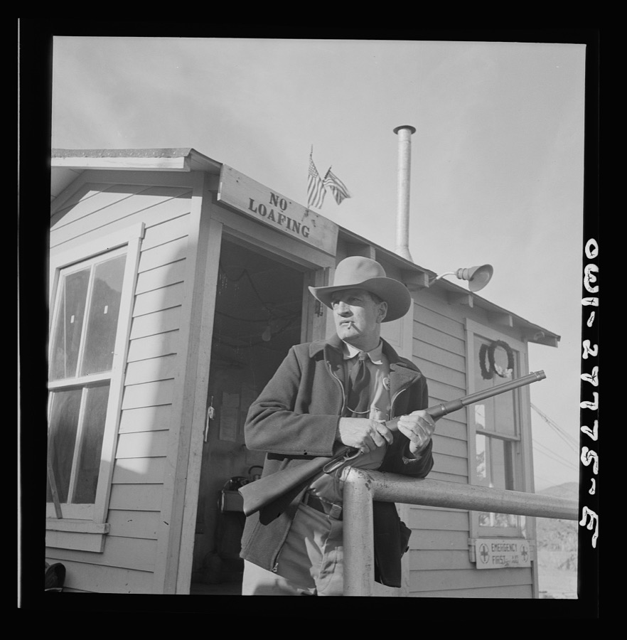 Morenci, Arizona. Guard at the copper mine of the Phelps Dodge Mining Corporation