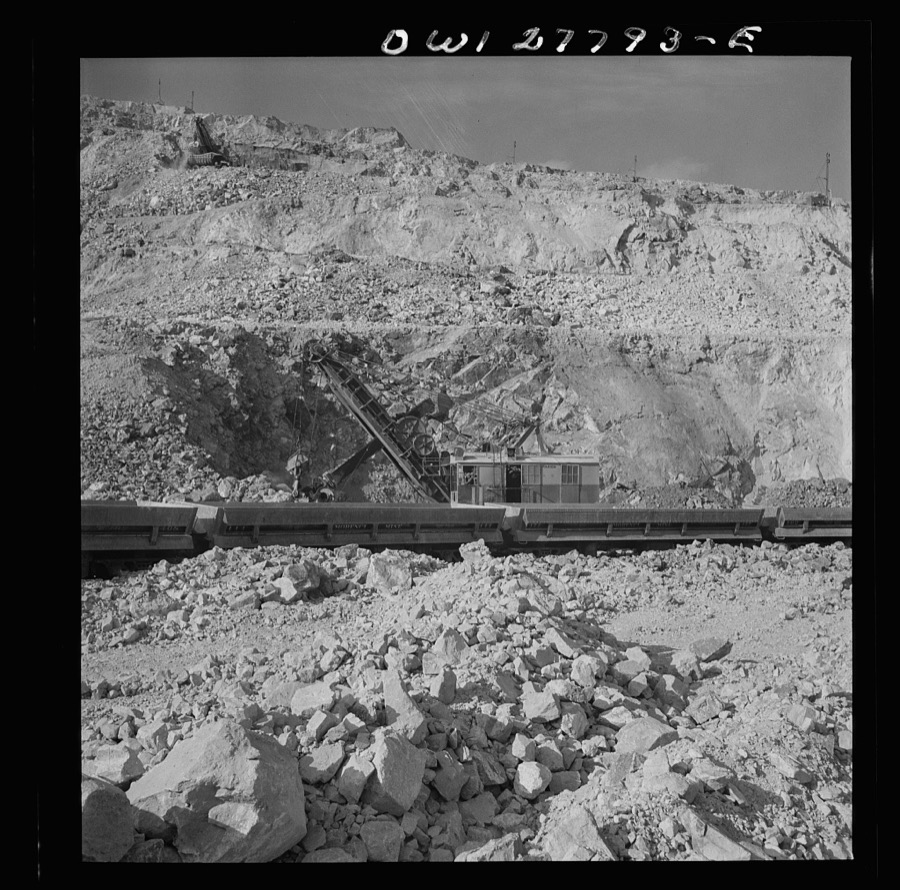 Morenci, Arizona. Loading copper ore from an open-pit copper mine