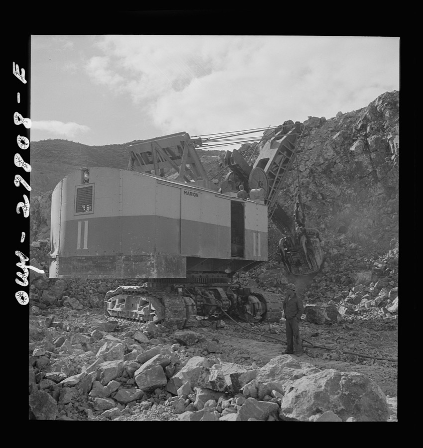 Morenci, Arizona. A huge electric shovel in operation at an open-pit copper mine of the Phelps Dodge mining corporation