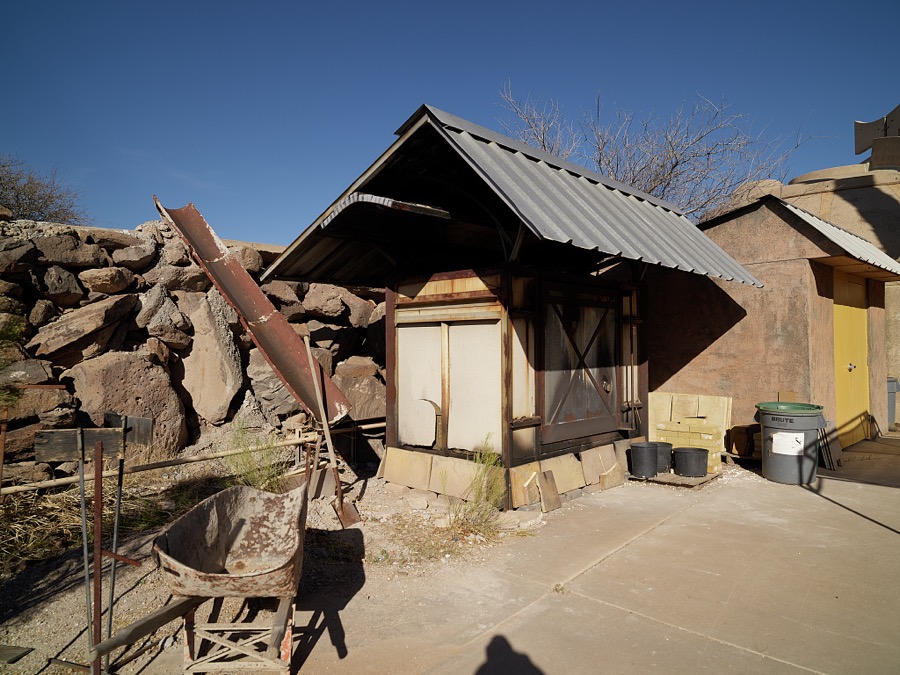 Structure at Arcosanti, a tiny settlement founded as an experimental of the future in Yavapai County, Arizona's, high desert