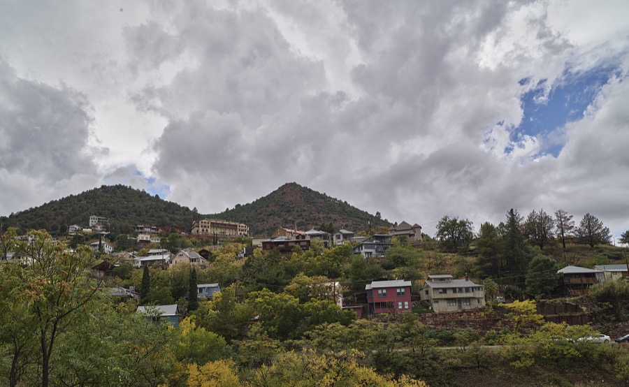 View of the old mining boomtown of Jerome, on Cleopatra Hill overlooking the Verde Valley in Yavapai County, Arizona