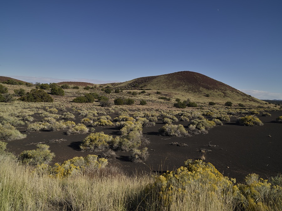 Highlands landscape in Coconino County, Arizona, near the Wupatki National Monument, a National Park Service-protected settlement of structures built by ancient Puebloan people beginning about 500 A.D., northeast of what is now Flagstaff
