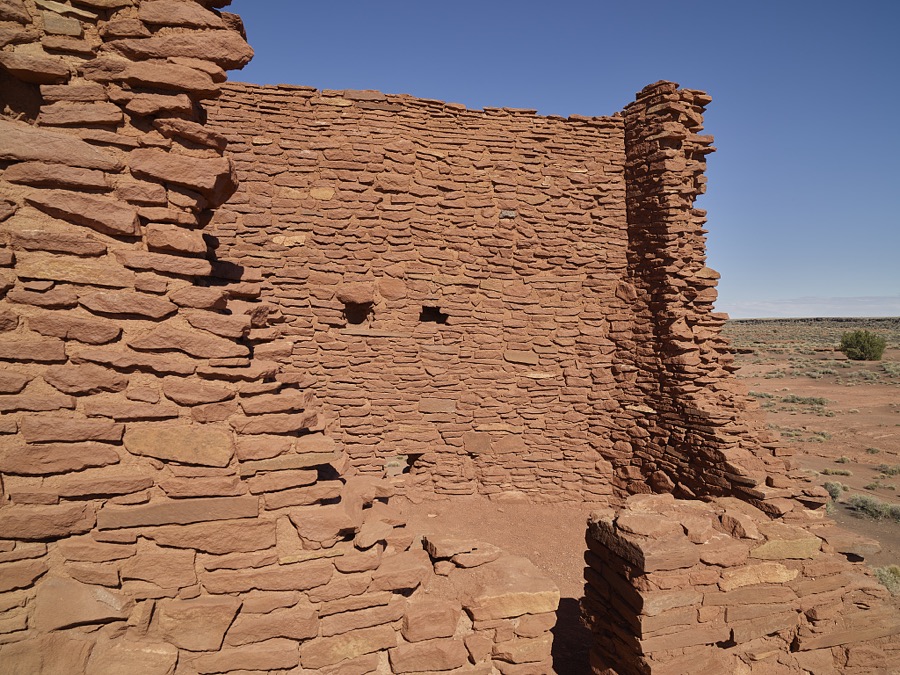 A portion of the Wukoki Ruins, once one of several scattered high-desert settlement at what is now the Wupatki National Monument, a National Park Service-protected series of structures built by ancient Puebloan people beginning about 500 A.D., northeast of what is now Flagstaff in Coconino County, Arizona