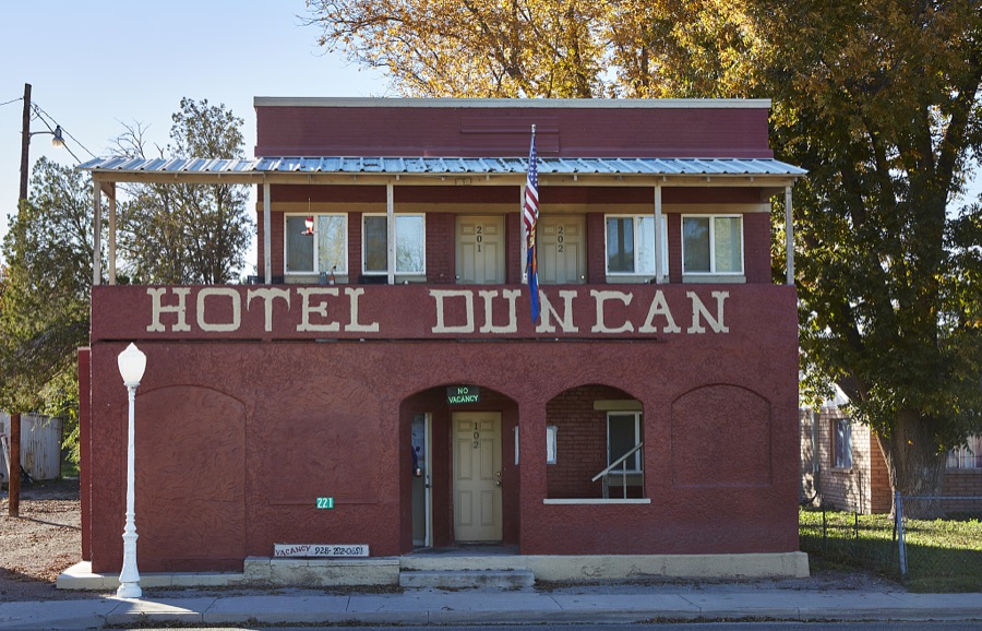 The tiny Hotel Duncan, a small town of about 700 residents in Greenlee County in eastern Arizona, near the New Mexico border
