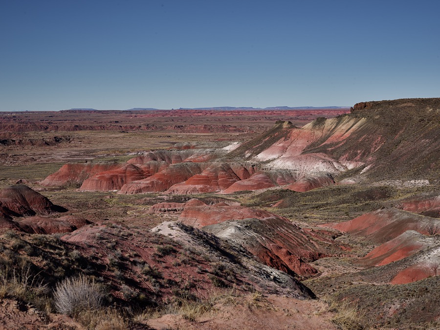 The colorful badlands that give the Painted Desert, near Holbrook in Arizona's remote Navajo County, its name