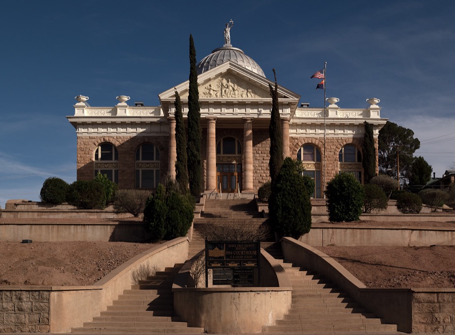 The Santa Cruz County Courthouse in Nogales, a city on the Mexican border in the southeast corner of Arizona