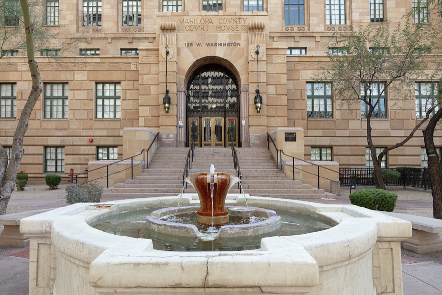 Entrance to the Maricopa County Courthouse in downtown Phoenix, Arizona