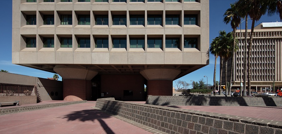 Tucson's Federal Building (AZ0058ZZ) was designed in 1971 by Cain, Nelson, Wares and Cook (CNWC) Architects of Tucson, AZ and completed in 1974