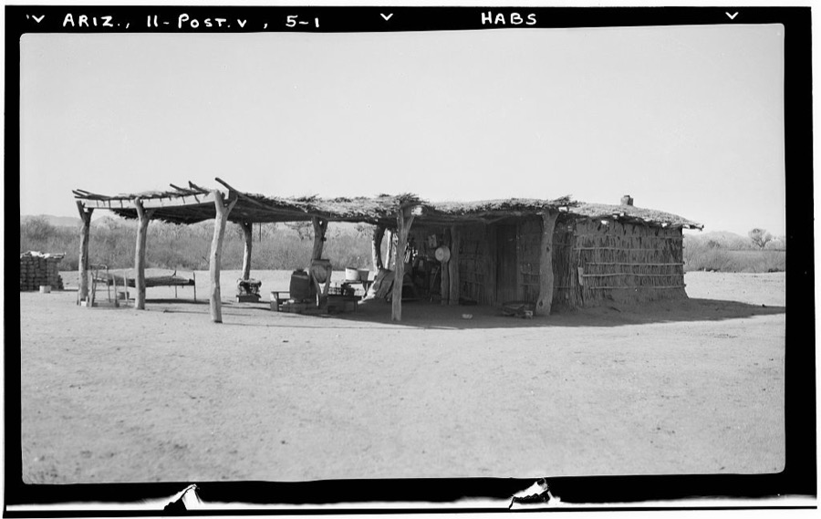 Indian Wattle-and-Daub Farmhouse (with Ramada), Gila River Vicinity, Poston, La Paz County, AZ