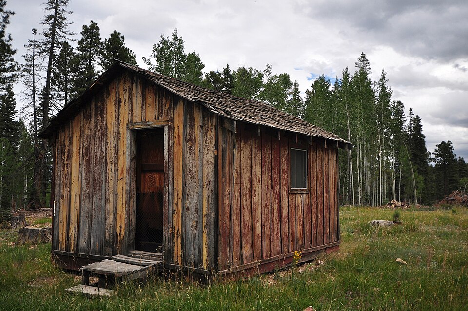 Photograph of Dry Park Lookout Cabin and Storage Sheds