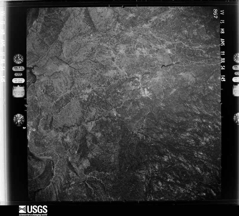 U.S. Geological Survey aerial photograph, 1954-07-11, scale 1:63000