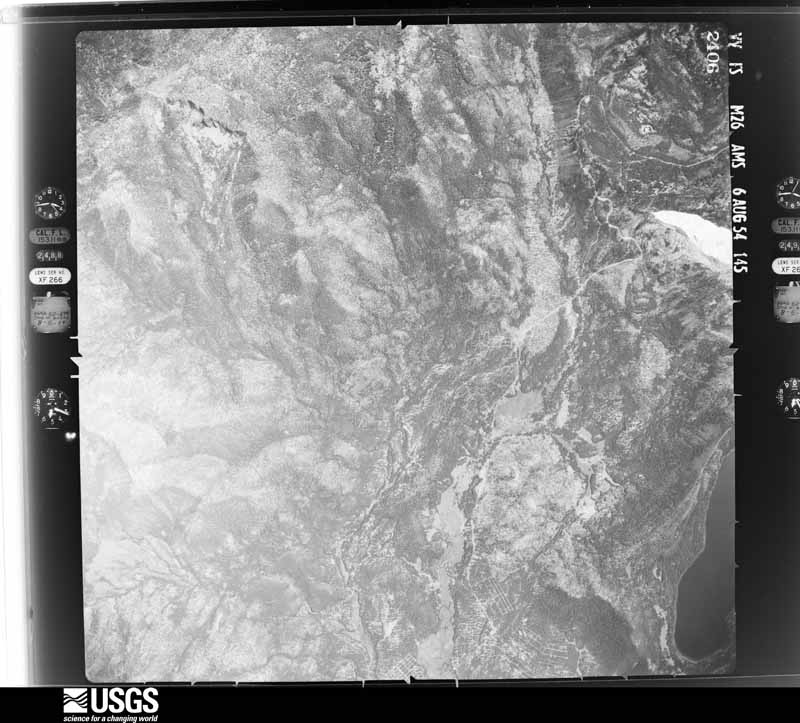 U.S. Geological Survey aerial photograph, 1954-08-06, scale 1:63000