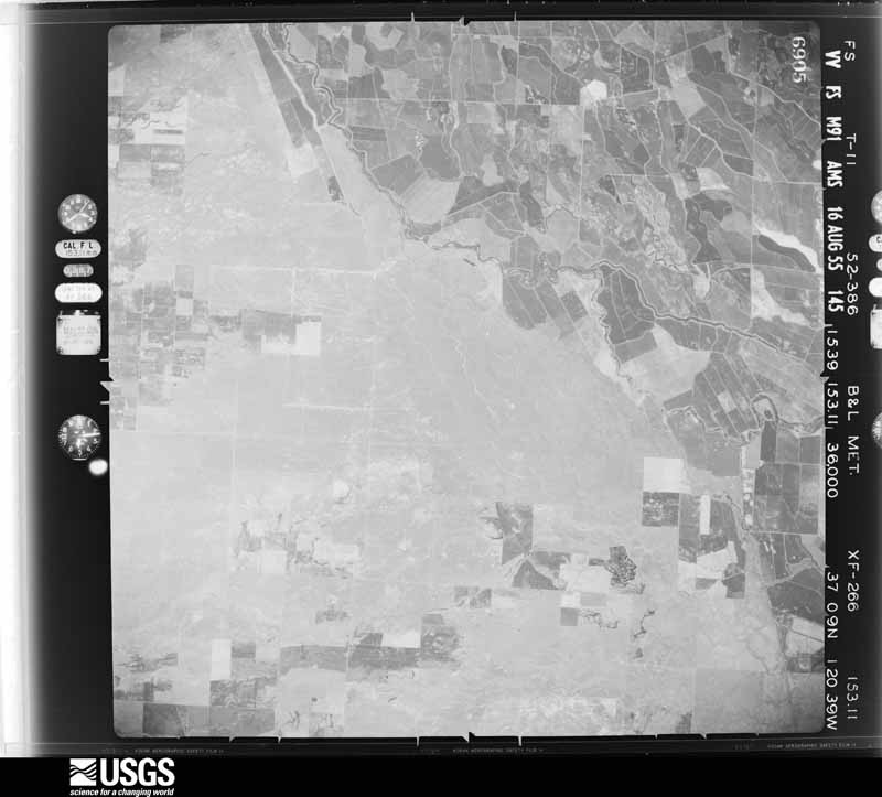 U.S. Geological Survey aerial photograph, 1955-08-16, scale 1:63000