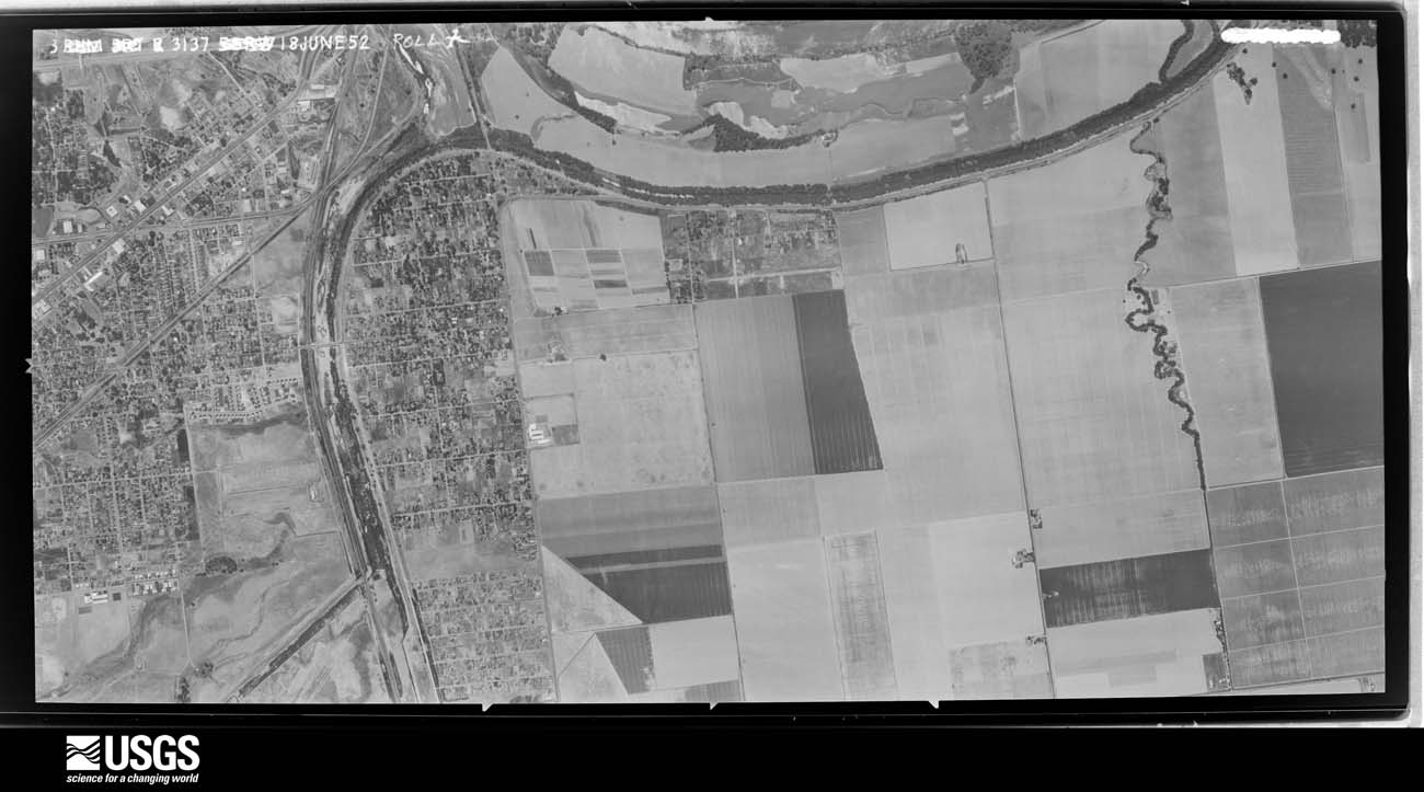 U.S. Geological Survey aerial photograph, 1952-06-18, scale 1:21729