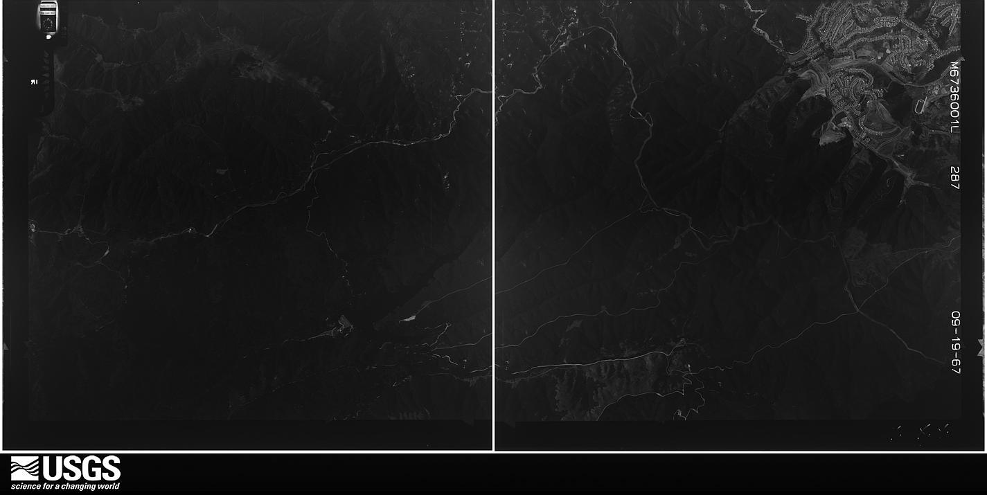 U.S. Geological Survey aerial photograph, 1967-09-19, scale 1:21670