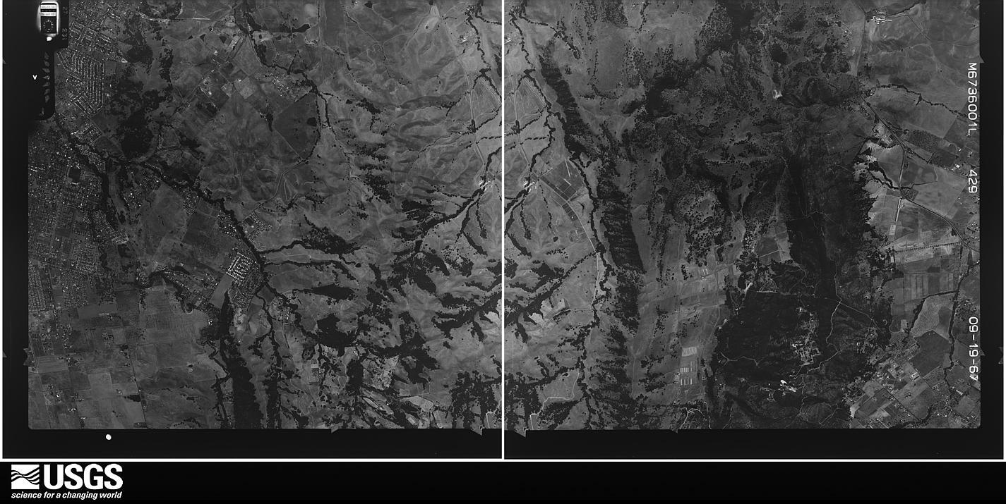 U.S. Geological Survey aerial photograph, 1967-09-19, scale 1:21670