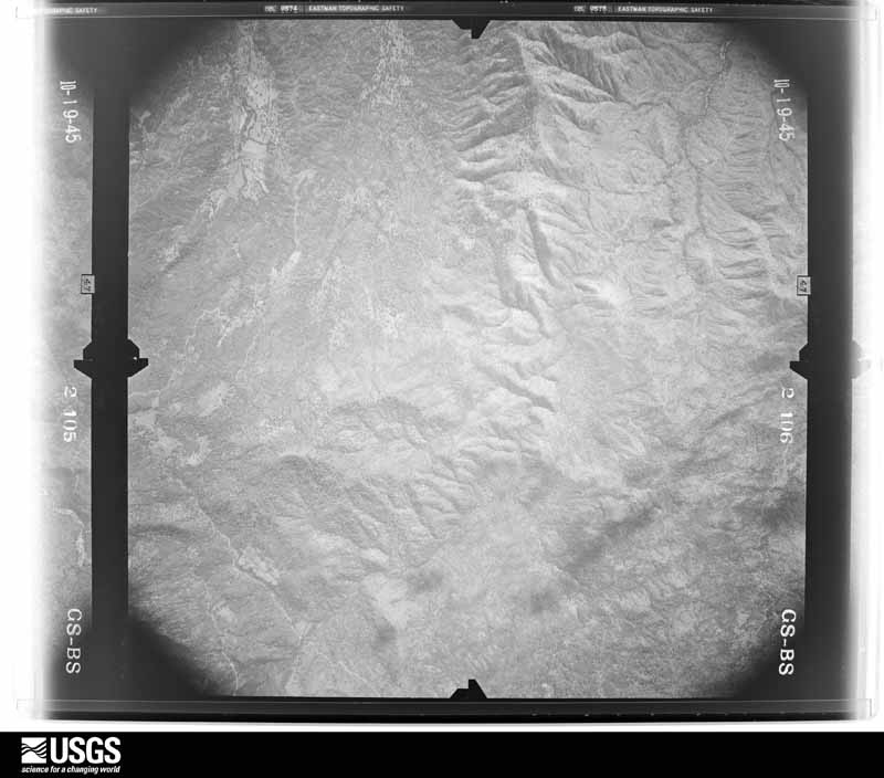 U.S. Geological Survey aerial photograph, 1945-10-19, scale 1:39200