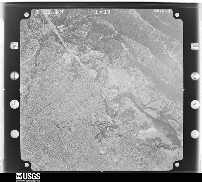U.S. Geological Survey aerial photograph, 1958-07-25, scale 1:30000