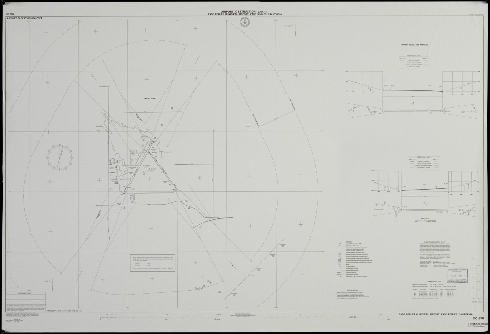 Airport obstruction chart, OC 858, Paso Robles Municipal Airport, Paso Robles, California, Boston Public Library - undated