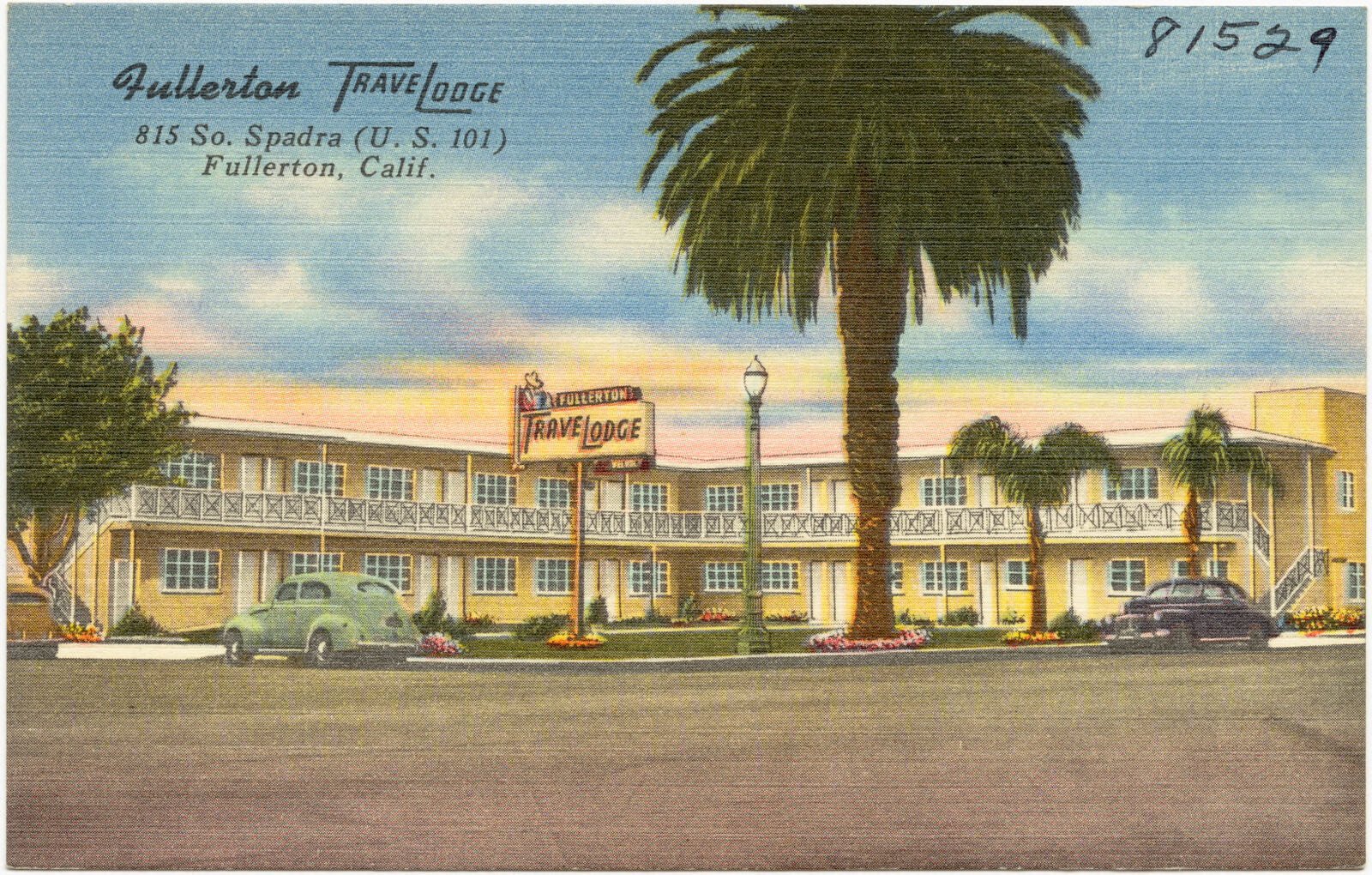 Fullerton TraveLodge, 815 So. Spadra (U. S. 101), Fullerton, Calif., Boston Public Library - undated