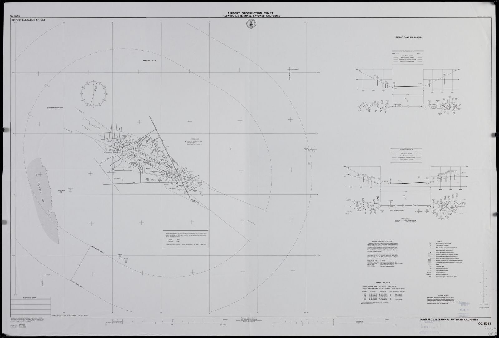 Airport obstruction chart, OC 5015, Hayward Air Terminal, Hayward, California, Boston Public Library - undated