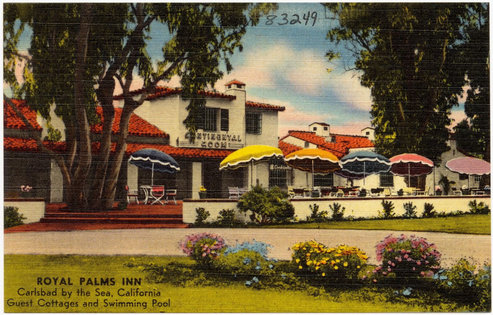Royal Palms Inn, Carlsbad by the Sea, California. Guest Cottages and Swimming Pool, Boston Public Library - undated