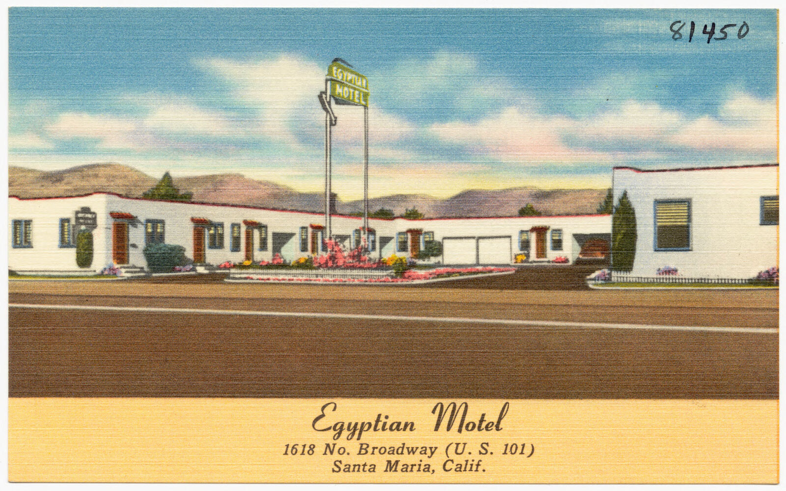 Egyptian Motel, 1618 No. Broadway (U. S. 101), Santa Maria, Calif., Boston Public Library - undated