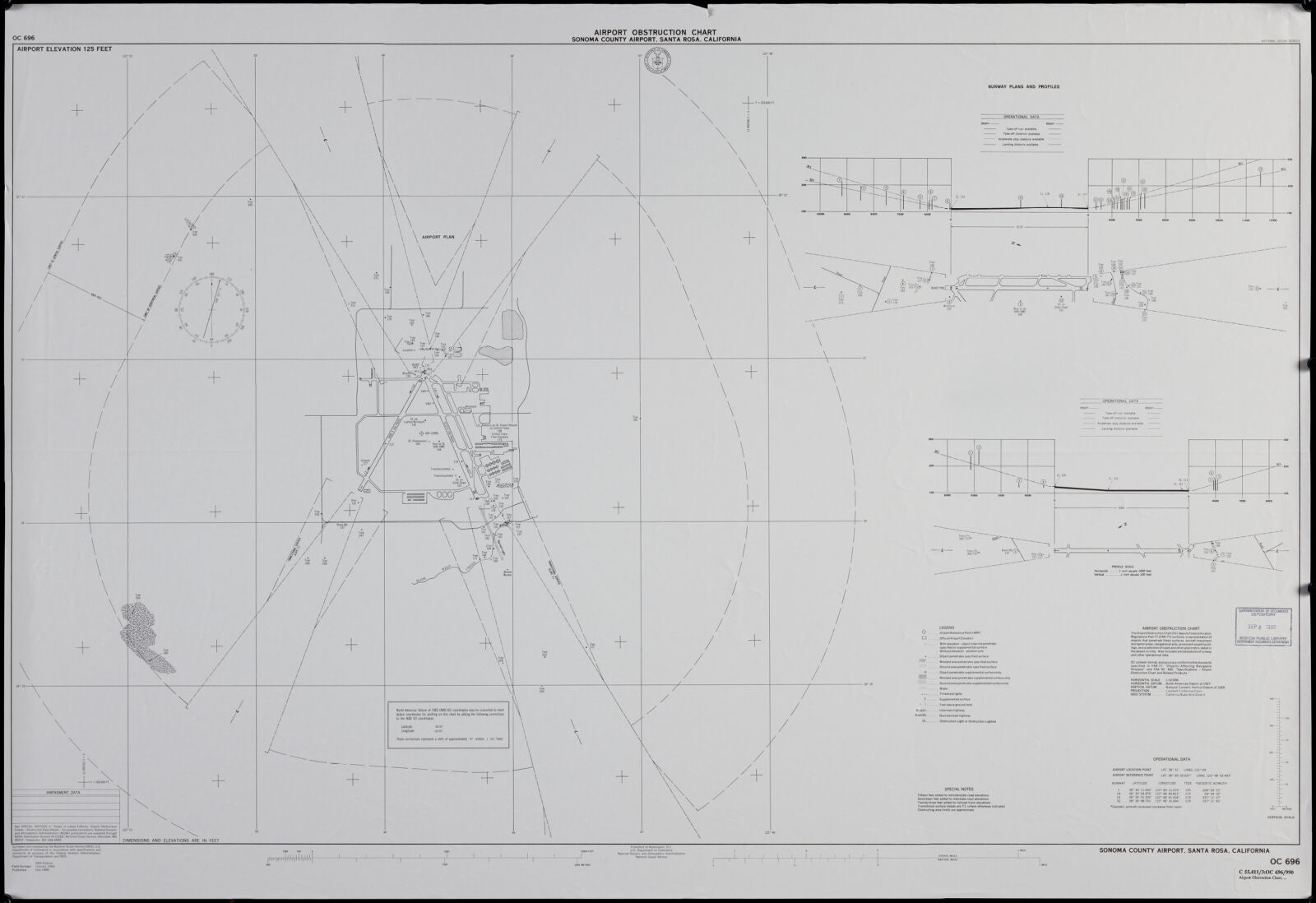 Airport obstruction chart, OC 696, Sonoma County Airport, Santa Rosa, California, Boston Public Library - undated