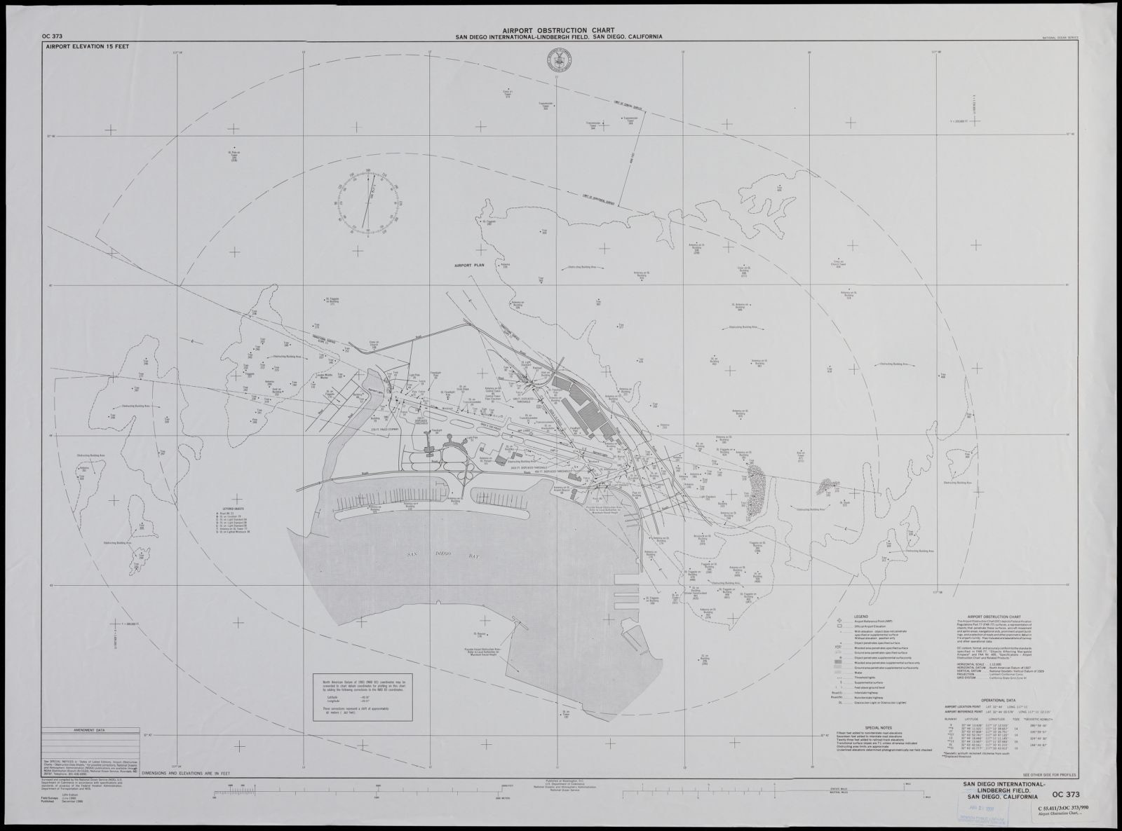 Airport obstruction chart, OC 373, San Diego International-Lindbergh Field, San Diego, California, Boston Public Library - undated