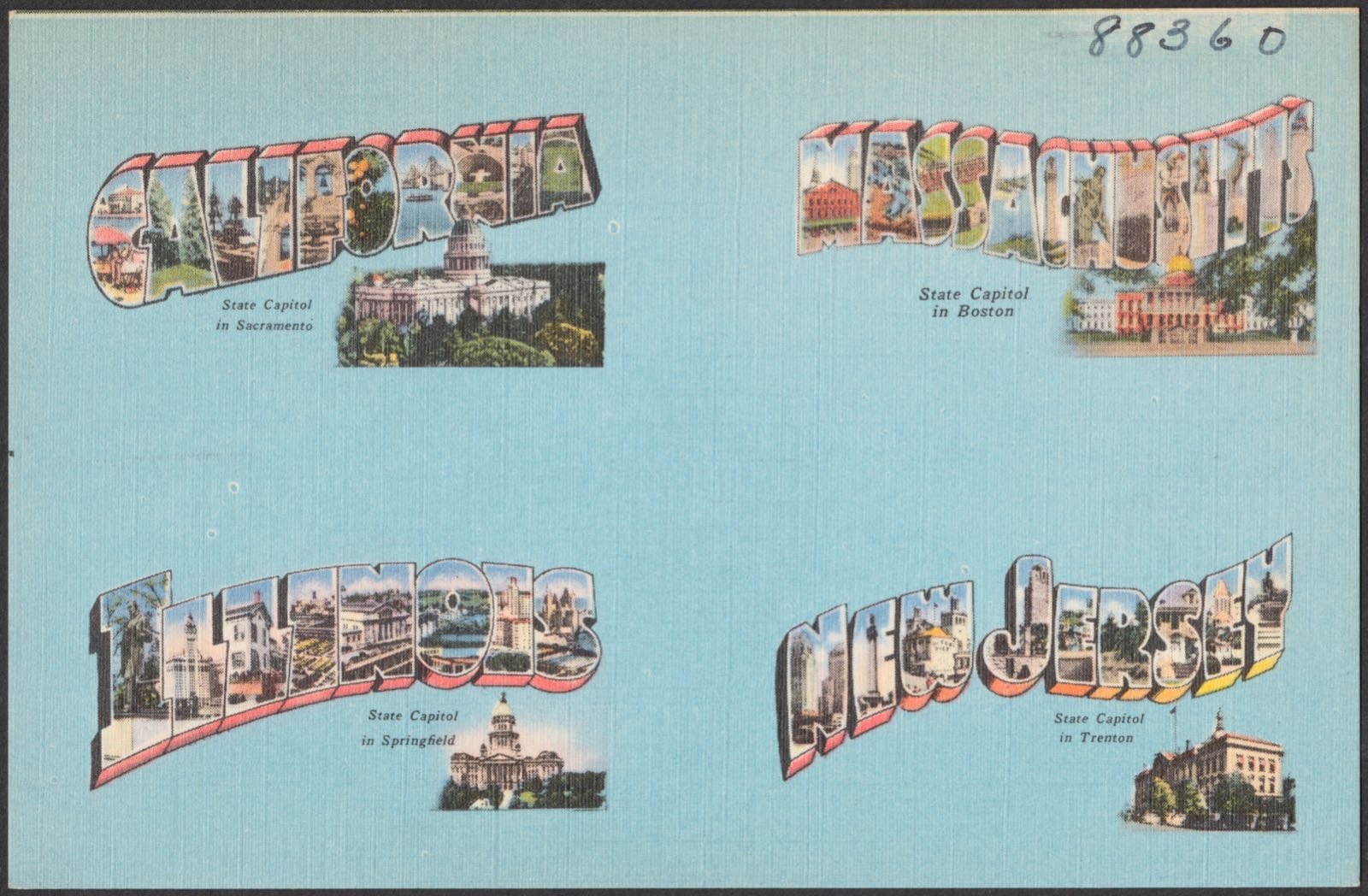 California. Massachusetts. Illinois. New Jersey, Boston Public Library - undated