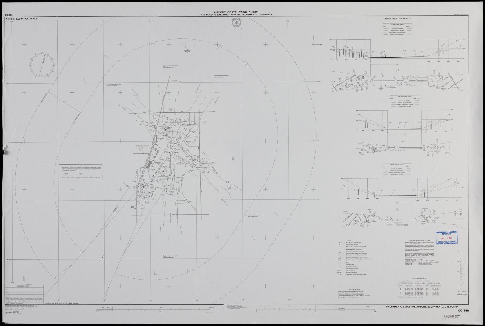 Airport obstruction chart, OC 358, Sacramento Executive Airport, Sacramento, California, Boston Public Library - undated