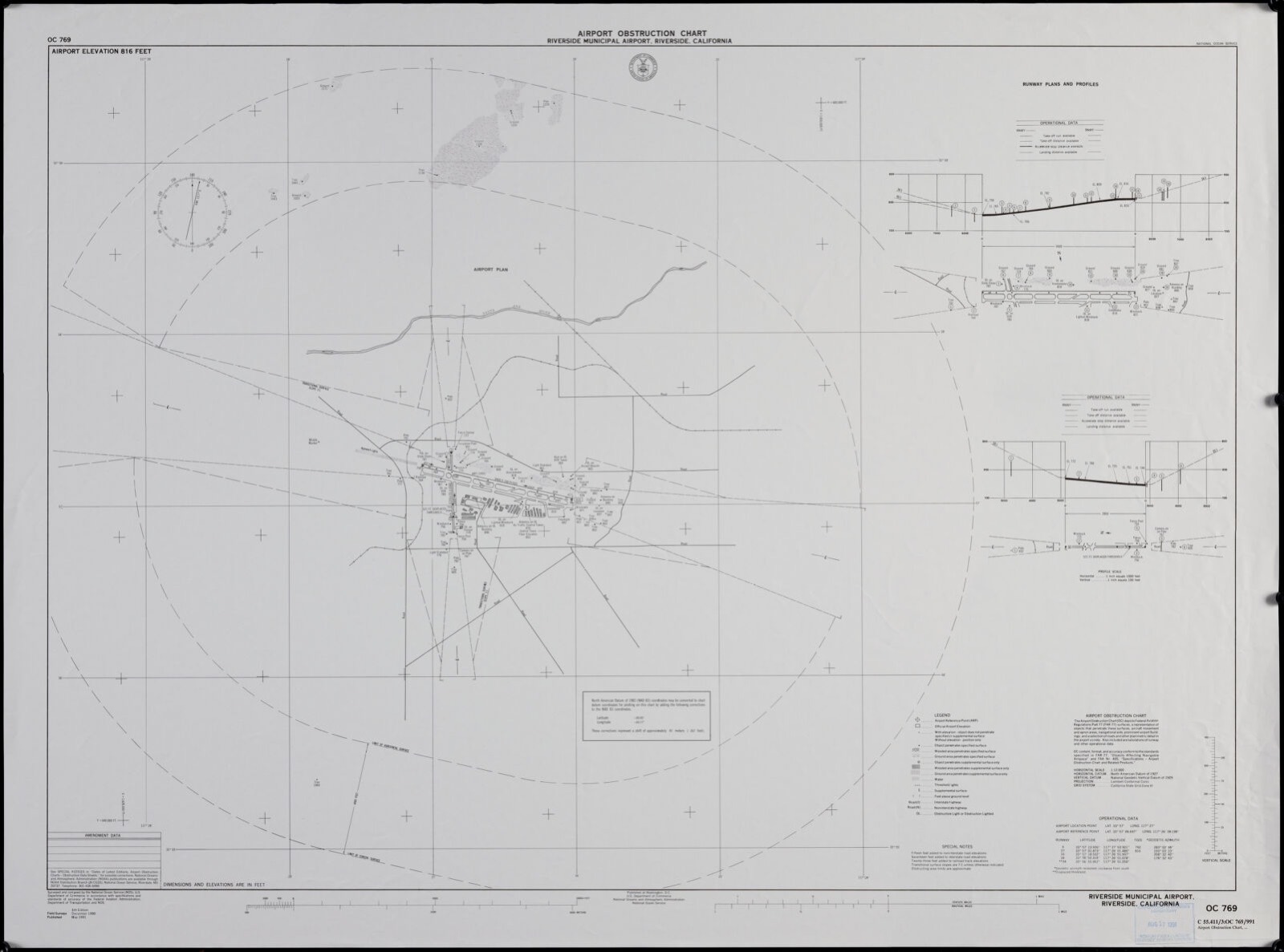 Airport obstruction chart, OC 769, Riverside Municipal Airport, Riverside, California, Boston Public Library - undated