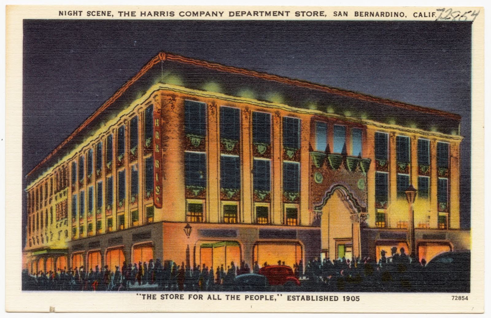 Night Scene, The Harris Company Department Store, San Bernardino, Calif., Boston Public Library - undated