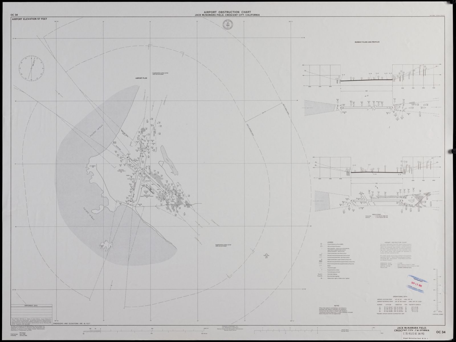 Airport obstruction chart OC 34, Jack McNamara Field, Crescent City, California, Boston Public Library - undated