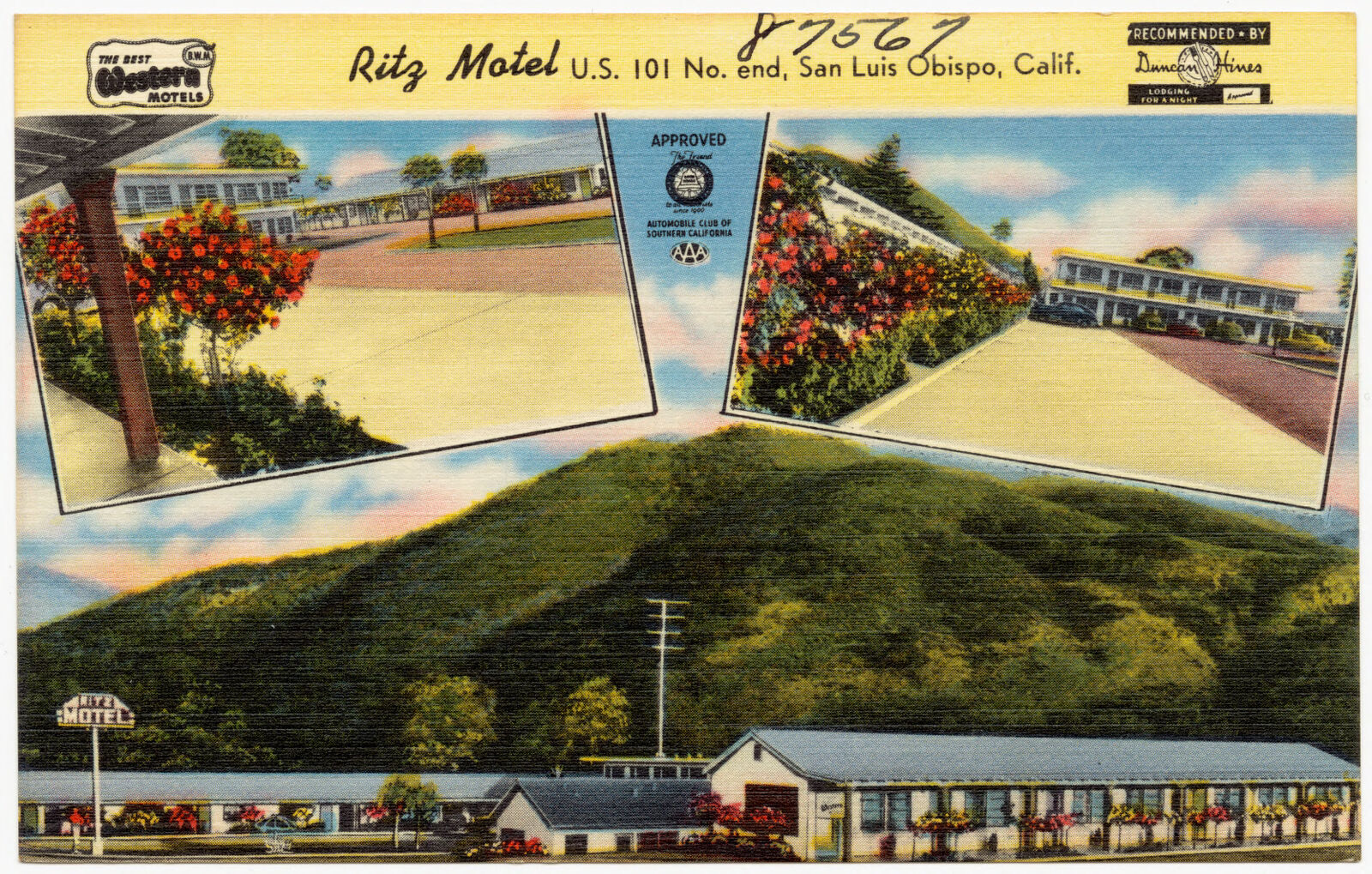 Ritz Motel, U. S. 101, No. end, San Luis Obispo, Calif., Boston Public Library - undated