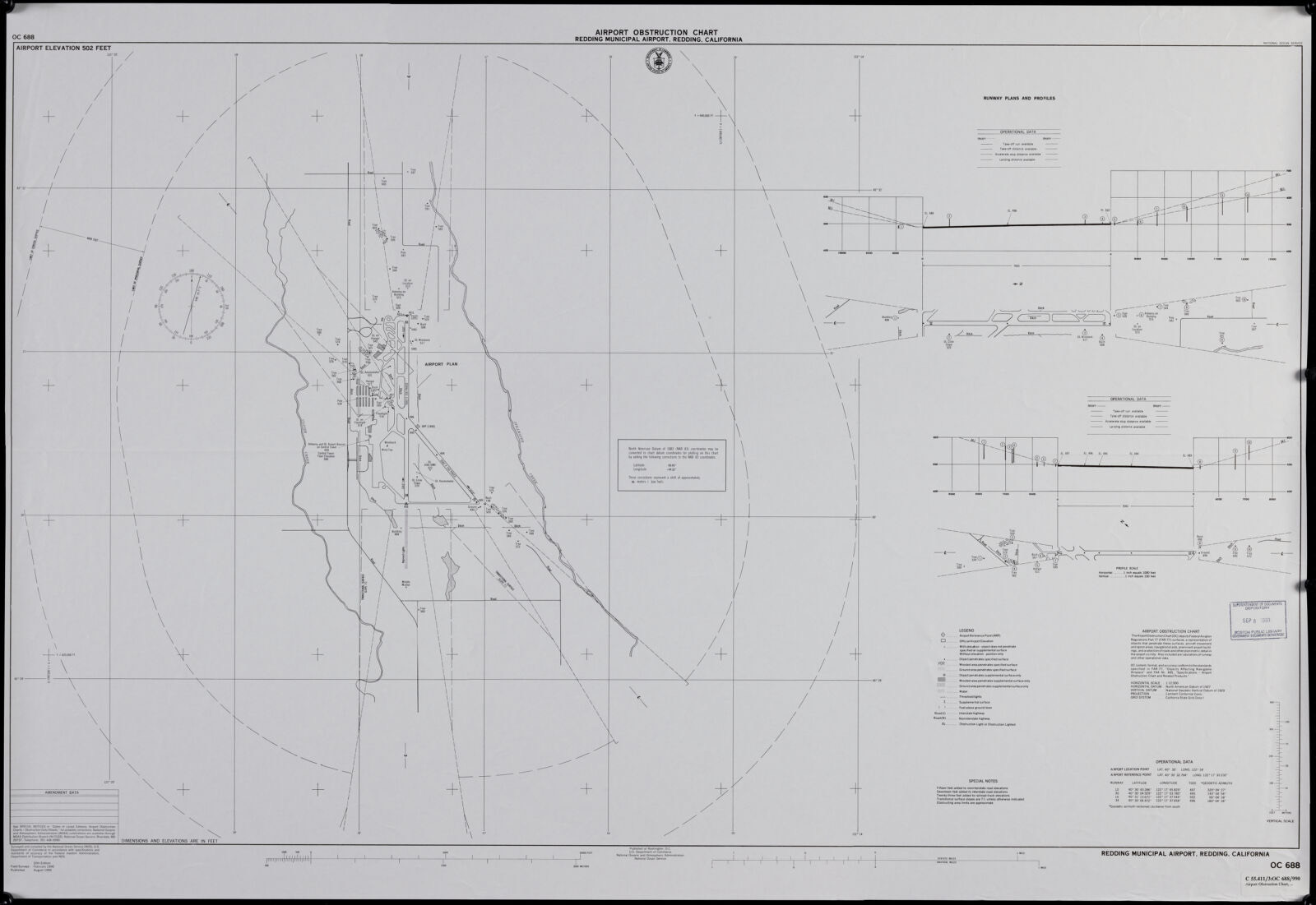 Airport obstruction chart, OC 688, Redding Municipal Airport, Redding, California, Boston Public Library - undated