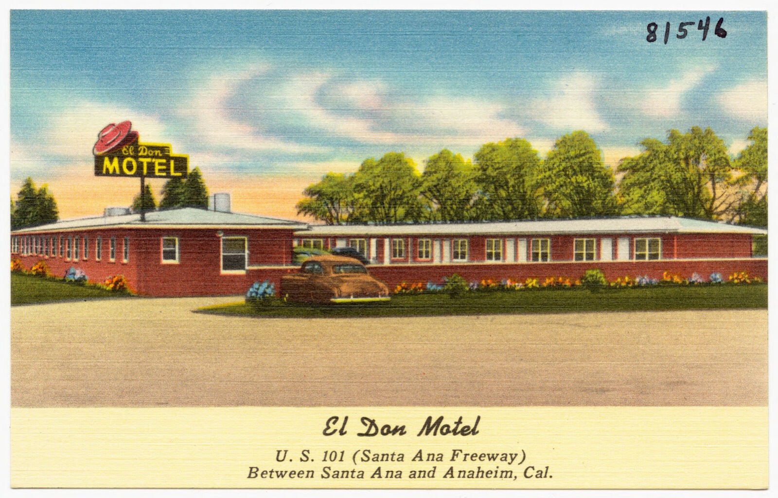 El Don Motel, U. S. 101 (Santa Ana Freeway) Between Santa Ana and Anaheim, Cal., Boston Public Library - undated