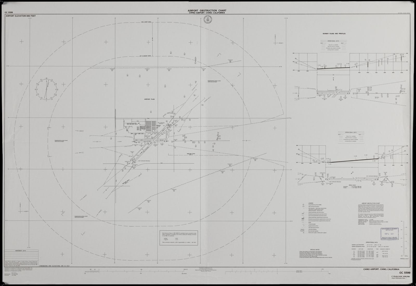 Airport obstruction chart, OC 5599, Chino Airport, Chino, California, Boston Public Library - undated